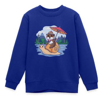 Lustiger Otter mit Sonnenschirm sitzt auf Schnecke - Kinder Premium Organic Sweatshirt - Royalblau - Vorne - AI Model Kid Female (0cm)