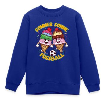Sommer Sonne Fussball lachende kickende Eistüten - Kinder Premium Organic Sweatshirt - Royalblau - Vorne - AI Model Kid Female (0cm)