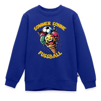 Sommer Sonne Fussball lachende Eistüte - Kinder Premium Organic Sweatshirt - Royalblau - Vorne - AI Model Kid Female (0cm)