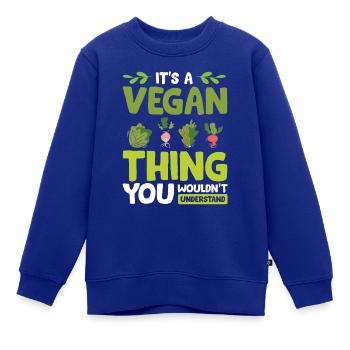 Vegan Veganer - Kinder Premium Organic Sweatshirt - Royalblau - Vorne - AI Model Kid Female (0cm)