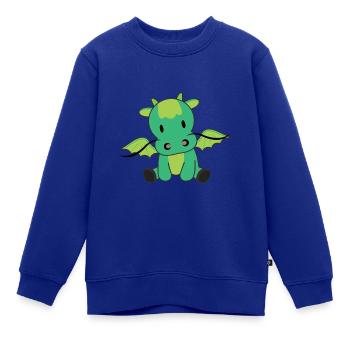 Drache grün Märchen Fantasy süße Tiere - Kinder Premium Organic Sweatshirt - Royalblau - Vorne - AI Model Kid Female (0cm)