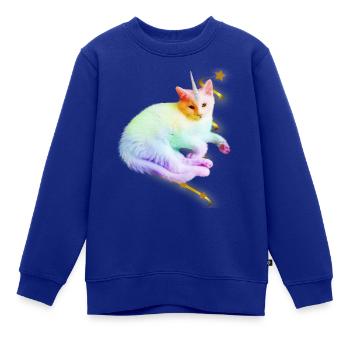 Einhorn Unicorn Watercolor Angora Cat - Kinder Premium Organic Sweatshirt - Royalblau - Vorne - AI Model Kid Female (0cm)