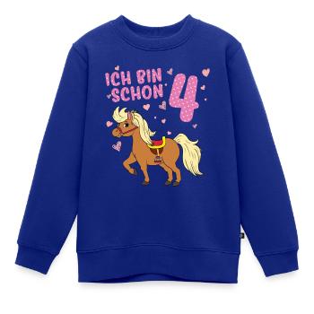 Pony 4 Jahre alt Pferd Ich Bin Schon 4. Geburtstag - Kinder Premium Organic Sweatshirt - Royalblau - Vorne - AI Model Kid Female (0cm)