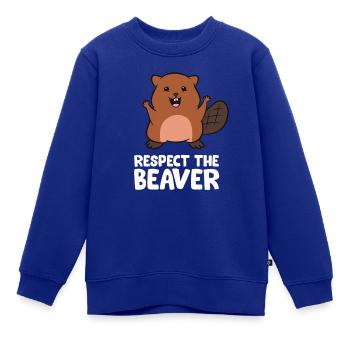 Respektieren Sie den Biber Lustiger Biber - Kinder Premium Organic Sweatshirt - Royalblau - Vorne - AI Model Kid Female (0cm)