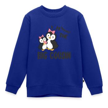 Große Cousine 2026 Pinguin Ich werde große Cousine - Kinder Premium Organic Sweatshirt - Royalblau - Vorne - AI Model Kid Female (0cm)