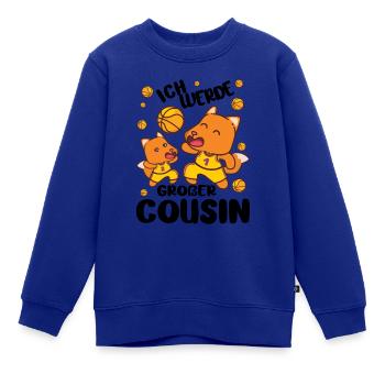 Großer Cousin Fuchs Ich werde bald großer Cousin - Kinder Premium Organic Sweatshirt - Royalblau - Vorne - AI Model Kid Female (0cm)
