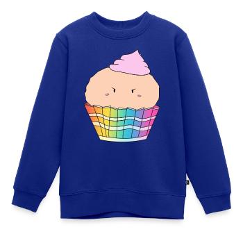 Grumpy Cupcake Print - Kinder Premium Organic Sweatshirt - Royalblau - Vorne - AI Model Kid Female (0cm)