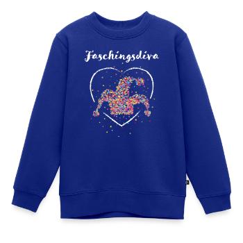 Karneval Fasching Konfetti Närrin Narrenkappe - Kinder Premium Organic Sweatshirt - Royalblau - Vorne - AI Model Kid Female (0cm)