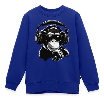 Cooler DJ Affe - Kinder Premium Organic Sweatshirt - Royalblau - Vorne - AI Model Kid Female (0cm)