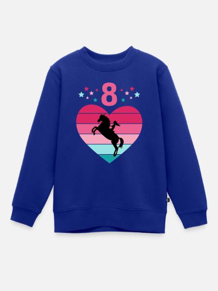 Reiterin Pferd Reitsport 8. Geburtstag Pony Reiten - Kinder Premium Organic Sweatshirt - Royalblau
