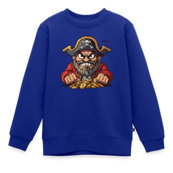 Steuer Geld gieriger Cartoon Pirat - Kinder Premium Organic Sweatshirt - Royalblau - Vorne - AI Model Kid Female (0cm)