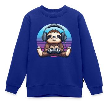 Faultier gaming Retro - Kinder Premium Organic Sweatshirt - Royalblau - Vorne - AI Model Kid Female (0cm)