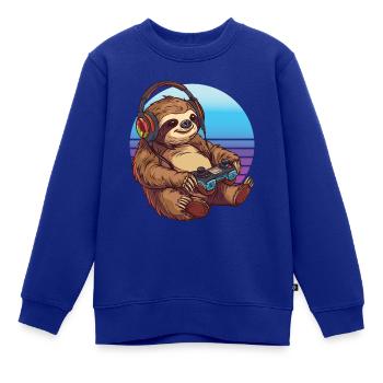 Faultier gaming Retro - Kinder Premium Organic Sweatshirt - Royalblau - Vorne - AI Model Kid Female (0cm)