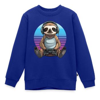 Faultier gaming Retro - Kinder Premium Organic Sweatshirt - Royalblau - Vorne - AI Model Kid Female (0cm)