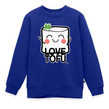 Tofu-Liebe: Tofu Herzensbrecher - Kinder Premium Organic Sweatshirt - Royalblau - Vorne - AI Model Kid Female (0cm)