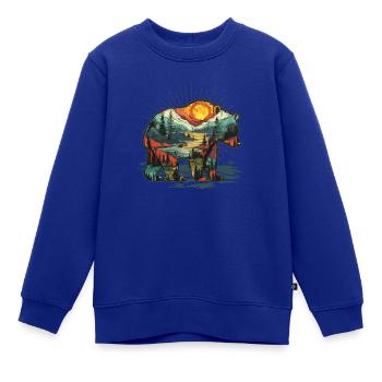 Wildnis im Inneren des Bären Retro Vintage - Kinder Premium Organic Sweatshirt - Royalblau - Vorne - AI Model Kid Female (0cm)