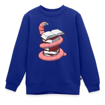 Bücherwurm - Kinder Premium Organic Sweatshirt - Royalblau - Vorne - AI Model Kid Female (0cm)