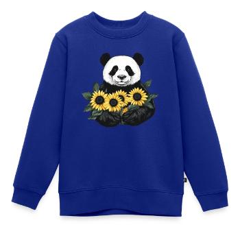 Pandabär mit Sonnenblumen - Kinder Premium Organic Sweatshirt - Royalblau - Vorne - AI Model Kid Female (0cm)