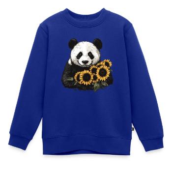 Pandabär mit Sonnenblumen - Kinder Premium Organic Sweatshirt - Royalblau - Vorne - AI Model Kid Female (0cm)