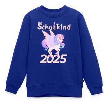 Schulkind 2025 – Süßes Einhorn für ABC-Schützen - Kinder Premium Organic Sweatshirt - Royalblau - Vorne - AI Model Kid Female (0cm)