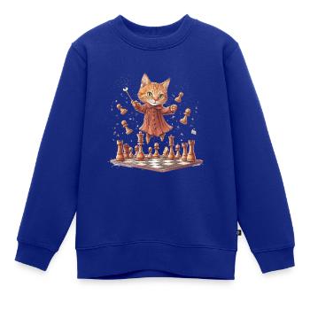 Schach-Katze - Kinder Premium Organic Sweatshirt - Royalblau - Vorne - AI Model Kid Female (0cm)