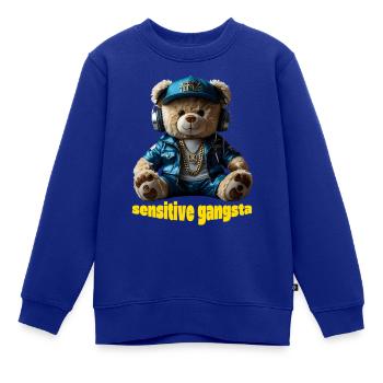 Lustiger Teddybär Sensibler Gangsta - Kinder Premium Organic Sweatshirt - Royalblau - Vorne - AI Model Kid Female (0cm)