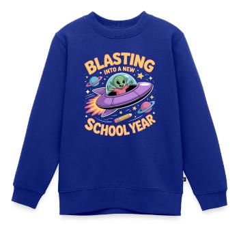 Blasting Into A New School Year Weltall Schulstart - Kinder Premium Organic Sweatshirt - Royalblau - Vorne - AI Model Kid Female (0cm)