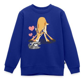 Gazelle und Waschbär - Kinder Premium Organic Sweatshirt - Royalblau - Vorne - AI Model Kid Female (0cm)