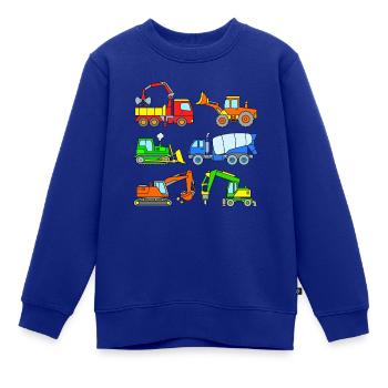 Bagger und Co - Fahrzeuge auf der Baustelle - Kinder Premium Organic Sweatshirt - Royalblau - Vorne - AI Model Kid Female (0cm)
