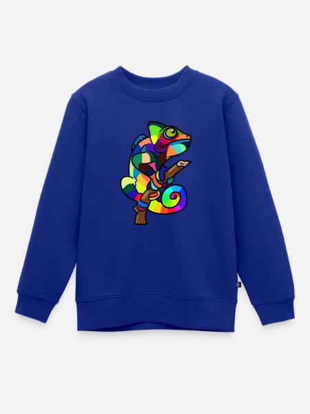 Chamäleon Kinder Wildtiere Tiere Fantasy Natur - Kinder Premium Organic Sweatshirt - Royalblau