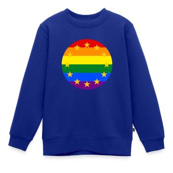 EU Sterne auf Regenbogen Europaflagge - Kinder Premium Organic Sweatshirt - Royalblau - Vorne - AI Model Kid Female (0cm)