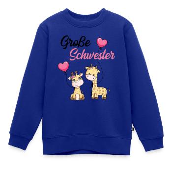 Große Schwester Giraffe - Kinder Premium Organic Sweatshirt - Royalblau - Vorne - AI Model Kid Female (0cm)
