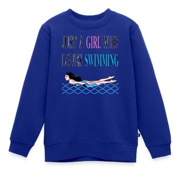 Schwimmen Mädchen schwimmt gern Geschenkidee - Kinder Premium Organic Sweatshirt - Royalblau - Vorne - AI Model Kid Female (0cm)