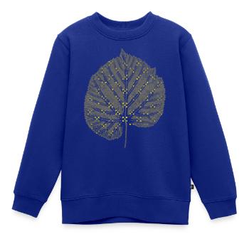 Lindenblatt Blatt LINDE Grau / mit gelben Punkten - Kinder Premium Organic Sweatshirt - Royalblau - Vorne - AI Model Kid Female (0cm)