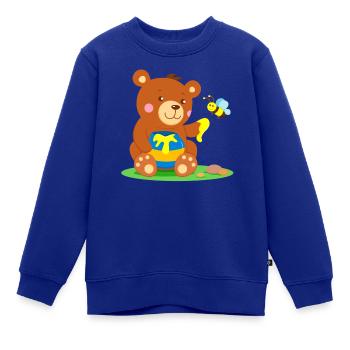 Bär und Biene - Kinder Premium Organic Sweatshirt - Royalblau - Vorne - AI Model Kid Female (0cm)