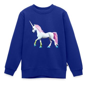 pinkes Einhorn mit pinkem Schweif - Kinder Premium Organic Sweatshirt - Royalblau - Vorne - AI Model Kid Female (0cm)