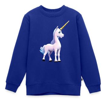 Einhorn in Rosa mit blauem Schweif - Kinder Premium Organic Sweatshirt - Royalblau - Vorne - AI Model Kid Female (0cm)