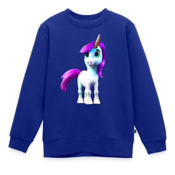 blaues Einhorn mit lila Schweif - Kinder Premium Organic Sweatshirt - Royalblau - Vorne - AI Model Kid Female (0cm)