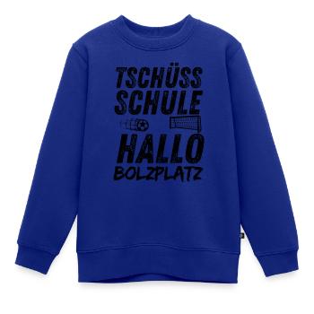 Tschüss Schule Hallo Bolzplatz Ferien Fußball - Kinder Premium Organic Sweatshirt - Royalblau - Vorne - AI Model Kid Female (0cm)