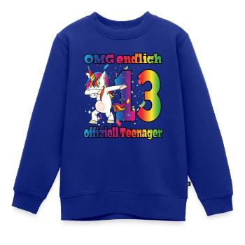 OMG endlich 13! Dabbing Einhorn 13. Geburtstag - Kinder Premium Organic Sweatshirt - Royalblau - Vorne - AI Model Kid Female (0cm)