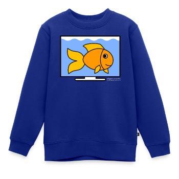 Bildschirm mit Goldfisch+ v00 - Kinder Premium Organic Sweatshirt - Royalblau - Vorne - AI Model Kid Female (0cm)