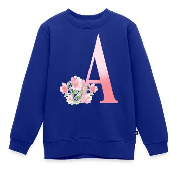 Buchstabe A mit Blumen - Kinder Premium Organic Sweatshirt - Royalblau - Vorne - AI Model Kid Female (0cm)