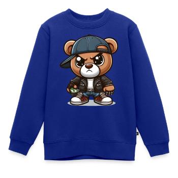 Gangsta-Bär - Kinder Premium Organic Sweatshirt - Royalblau - Vorne - AI Model Kid Female (0cm)