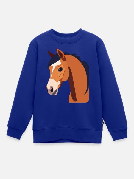 Pferdekopf braunes Pferd - Kinder Premium Organic Sweatshirt - Royalblau