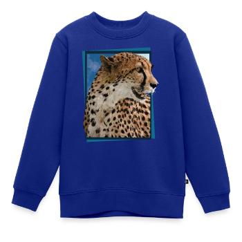 Gepard - Kinder Premium Organic Sweatshirt - Royalblau - Vorne - AI Model Kid Female (0cm)