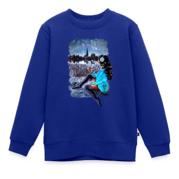 Rostock Winter Frau Gehlsdorfer Ufer - Kinder Premium Organic Sweatshirt - Royalblau - Vorne - AI Model Kid Female (0cm)