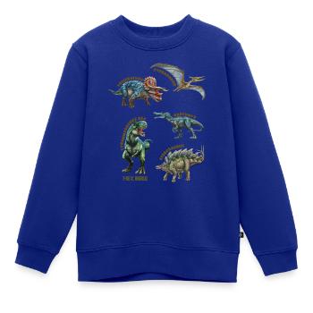 T-Rex World Dinosaurier Stilisierte Dinosaurier - Kinder Premium Organic Sweatshirt - Royalblau - Vorne - AI Model Kid Female (0cm)