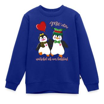 Verliebte Pinguine Valentinstag Liebeserklärung - Kinder Premium Organic Sweatshirt - Royalblau - Vorne - AI Model Kid Female (0cm)