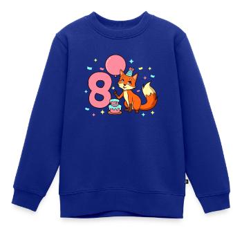 Mit Fuchs - Mädchen Geburtstag 8 Jahre - Kinder Premium Organic Sweatshirt - Royalblau - Vorne - AI Model Kid Female (0cm)