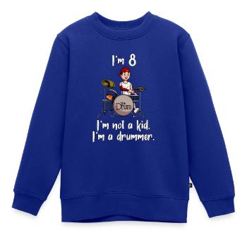 Ich bin 8 - Jungen Schlagzeuger - Kinder Premium Organic Sweatshirt - Royalblau - Vorne - AI Model Kid Female (0cm)